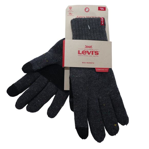 Levi's Mens Easy Texting Knit Gloves - Mens Large - Grey - NWT - Picture 1 of 3